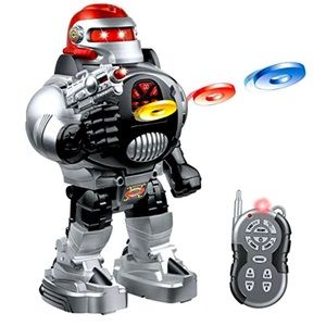 Space Fighter Click N' Play Remote Control Robot Walks Dances Slides Shoots Disc